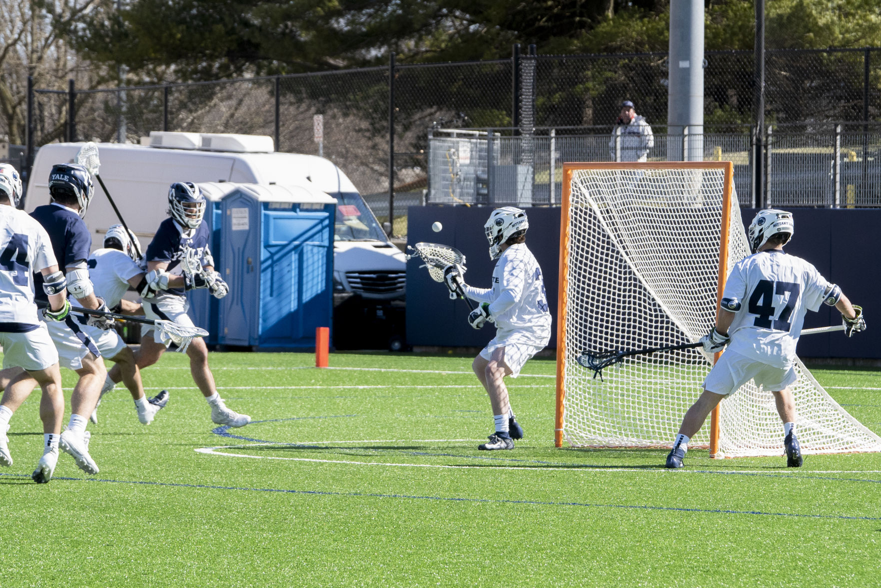 Penn State Men's Lacross Vs Yale, Kneese (34) Makes Save